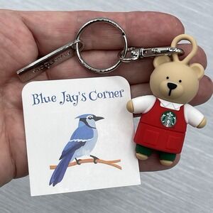 Starbucks Bearista Stopper Keychain Surprise Red Apron Christmas Reusable Cup